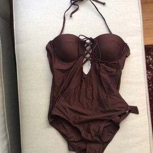 Cupshe maroon halter one piece suit